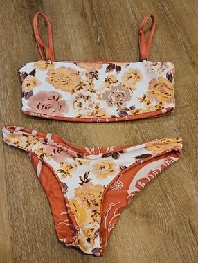 Maaji White and Rust Floral Bikini Set